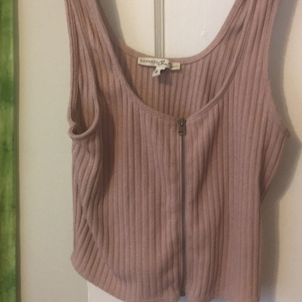 Express Light Pink zip up crop top